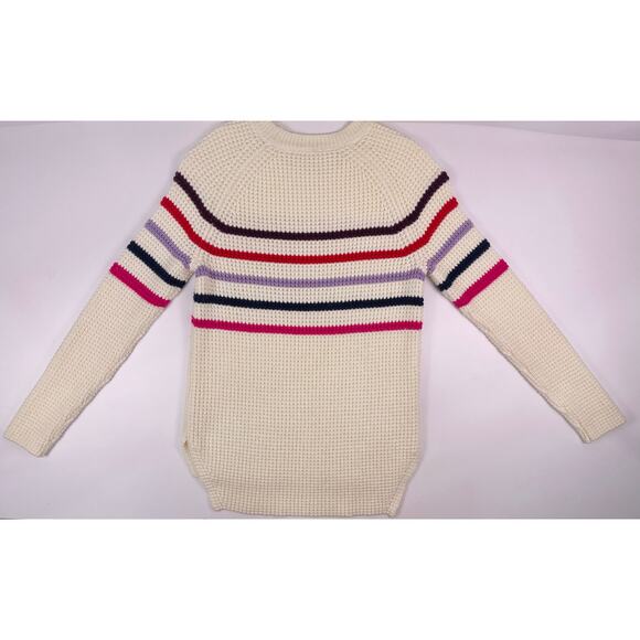 Marine Layer Cream Multi Stripe Waffle Knit Sweater Size Small - Picture 5 of 10